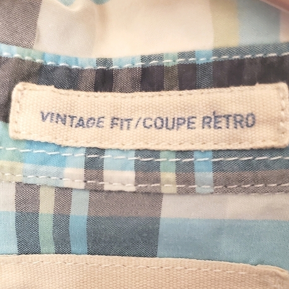 AEO BUTTON DOWN SHIRT PLAID SEERSUCKER SHORT SLEEVES STRIPED WHITE BLUE MENS XL - Picture 10 of 12